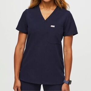 Fig’s Womens Caterina One Pocket Navy Scrub Top